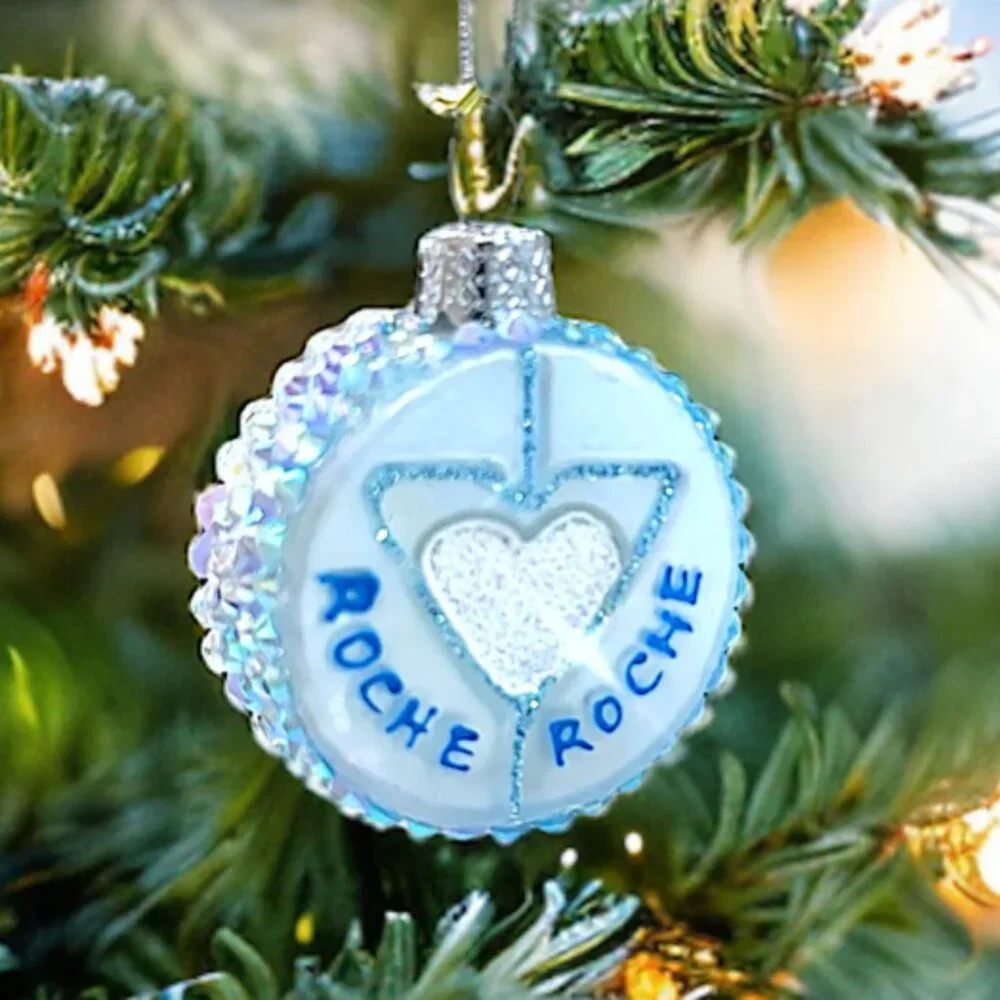 Valium Pill Ornament Blue Glitter Christmas Ornament NWT Novelty Holiday Decor